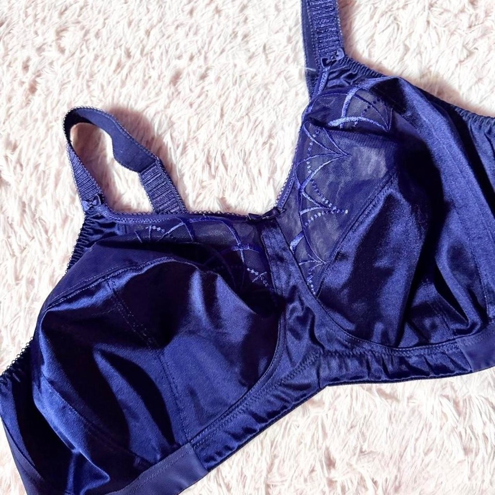 Elomi Cate Soft Cup Satin Embroidered Regal Romantic Bra Womens 44H Sexy Royal - Picture 2 of 6